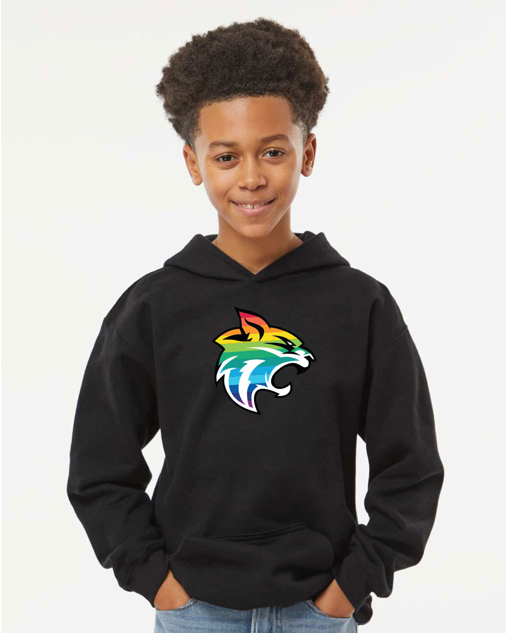Youth Fleece Pullover Hoodie -Rainbow Logo