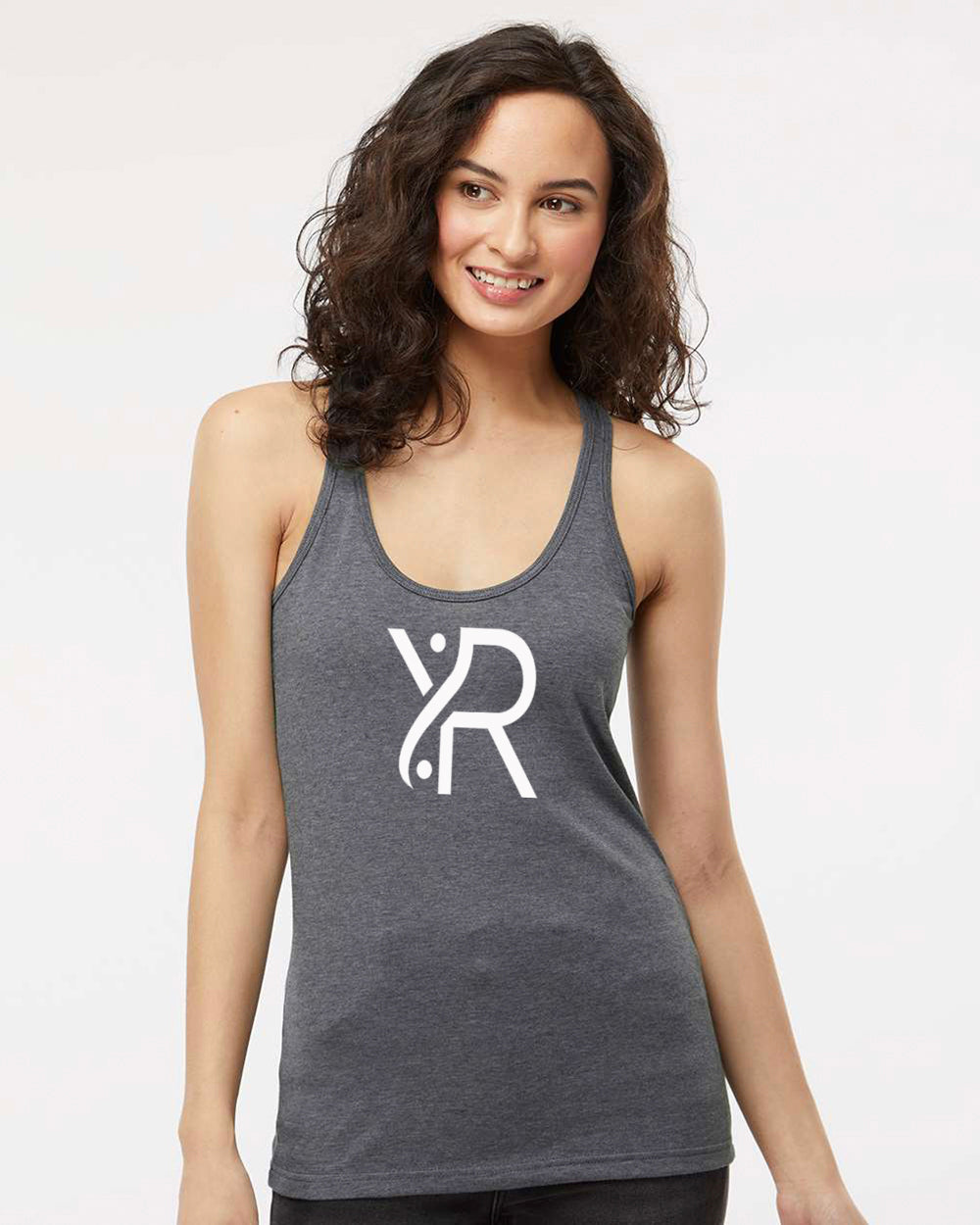 YR - Women's Racerback Tank (White Full Chest Logo)