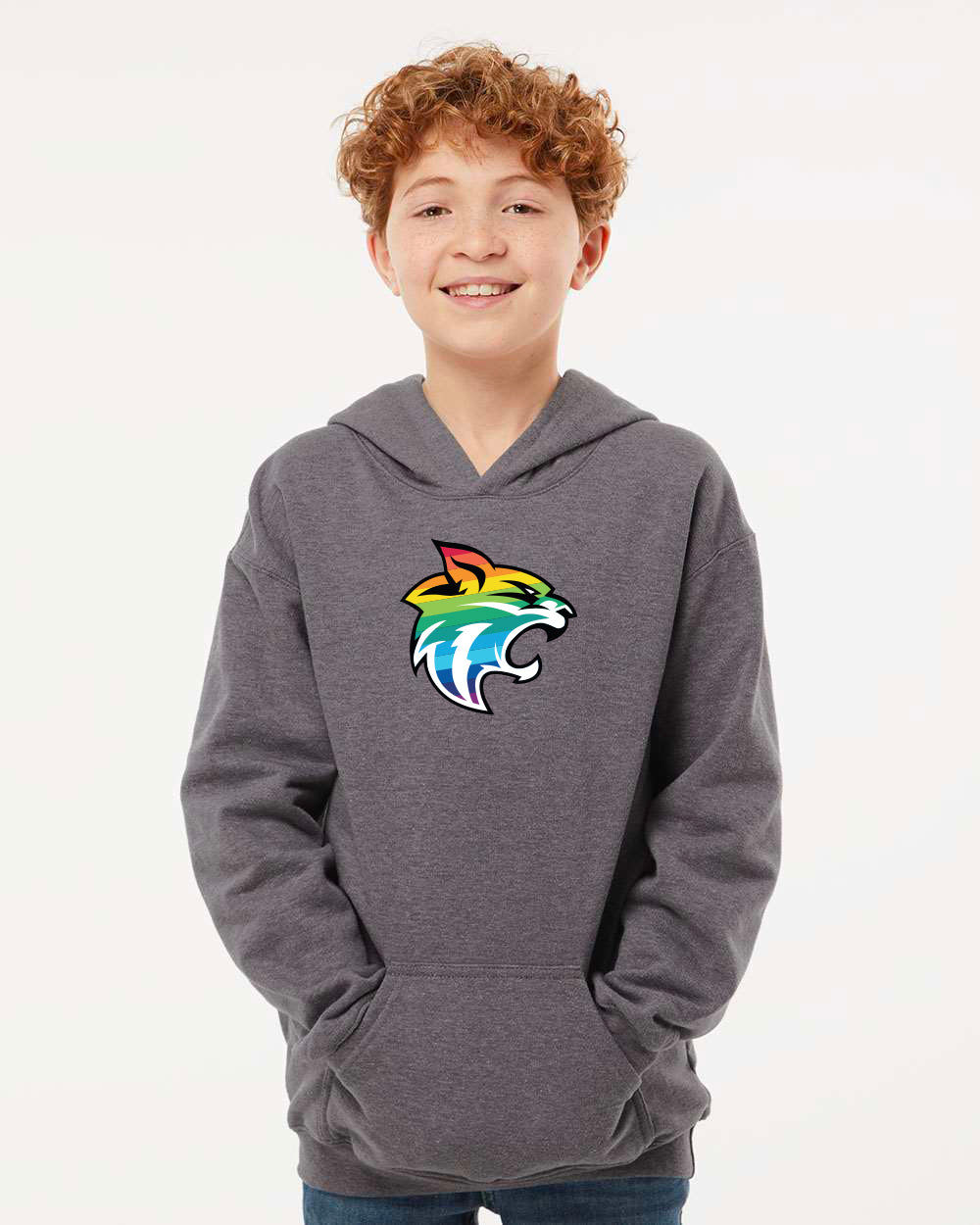Youth Fleece Pullover Hoodie -Rainbow Logo