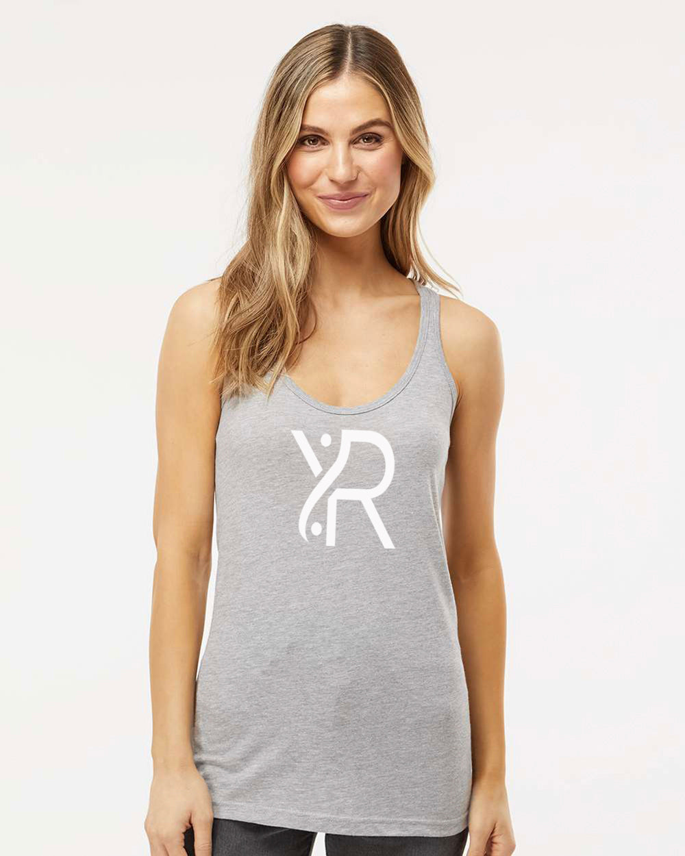 YR - Women's Racerback Tank (White Full Chest Logo)