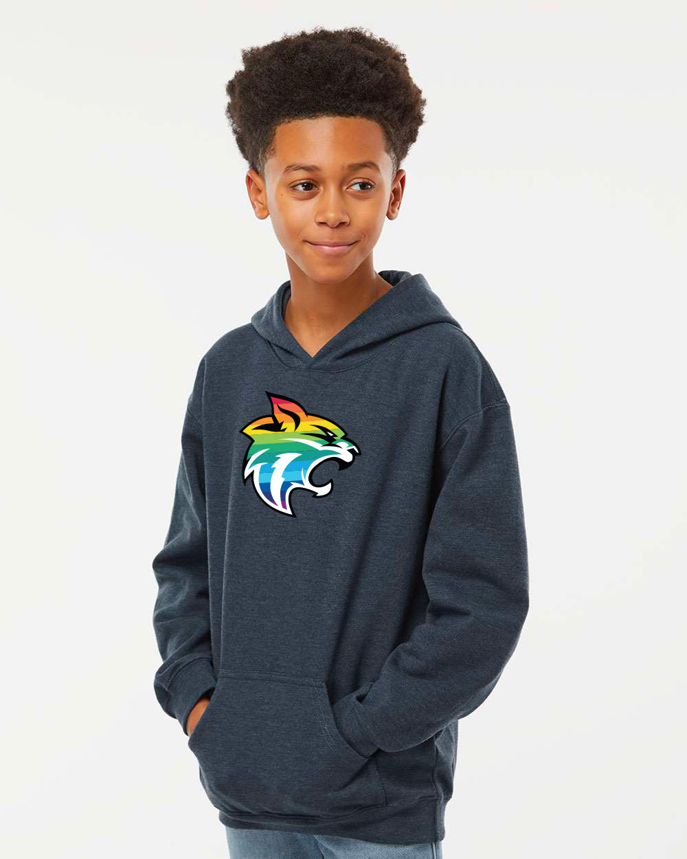 Youth Fleece Pullover Hoodie -Rainbow Logo