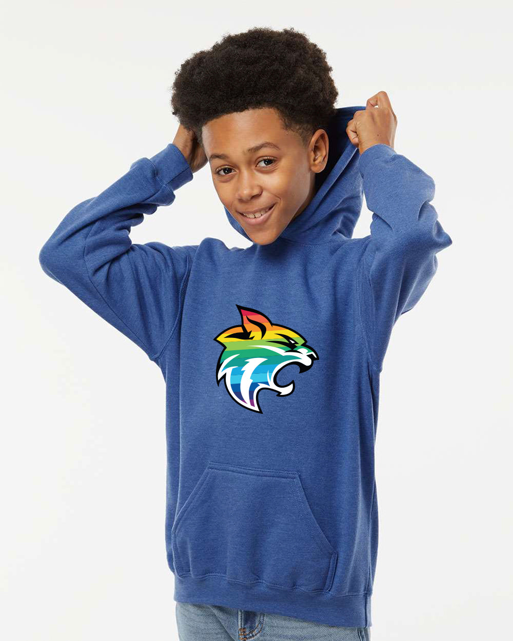 Youth Fleece Pullover Hoodie -Rainbow Logo