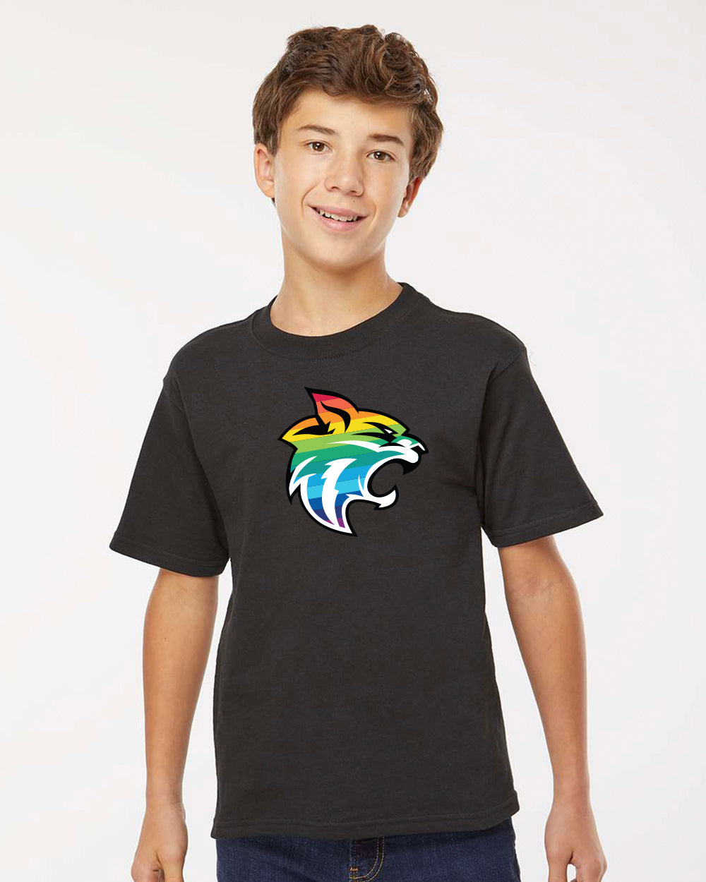 Youth Gold Soft Touch T-Shirt - Rainbow Logo