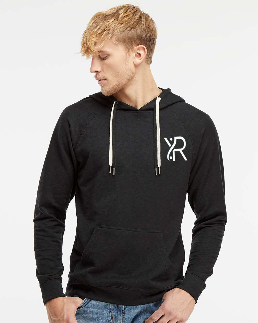 YR - Unisex Lightweight Hoodie (White Small Chest Logo)