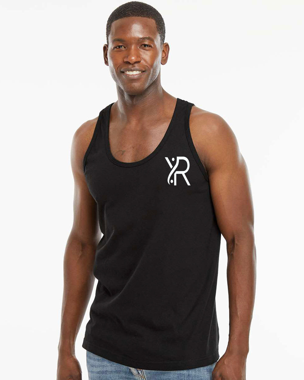 YR - Men's Racerback Tank (White Small Chest Logo)