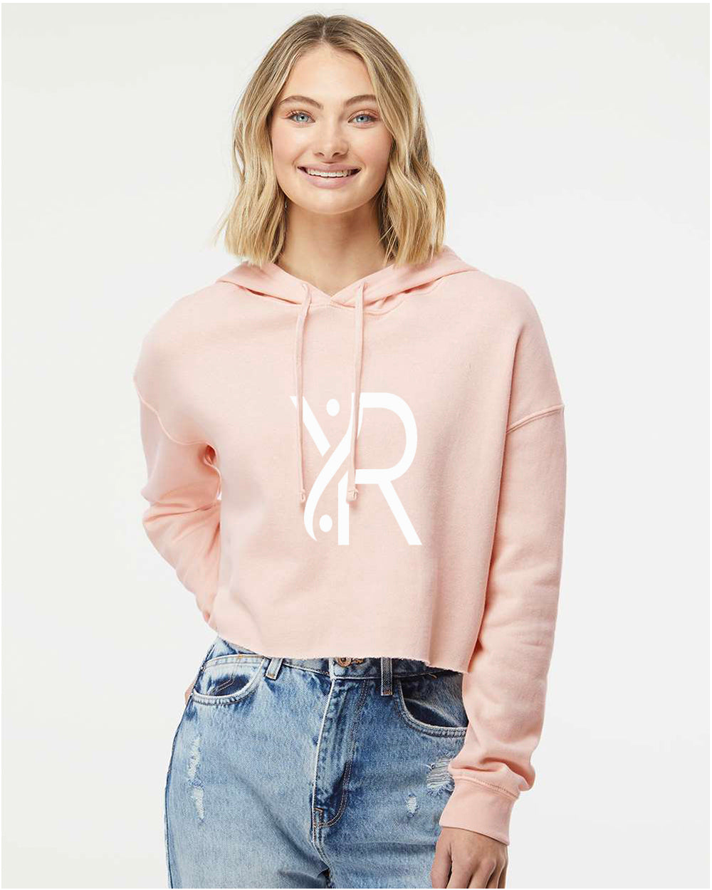 YR - Women's Cropped Hoodie (White Full Chest Logo)