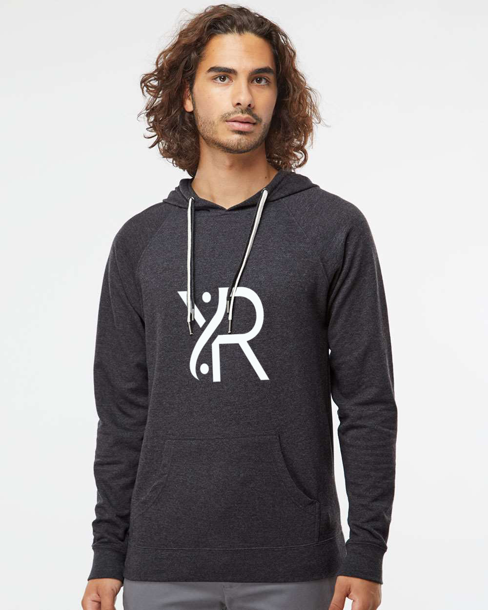 YR - Unisex Lightweight Hoodie (White Full Chest Logo)