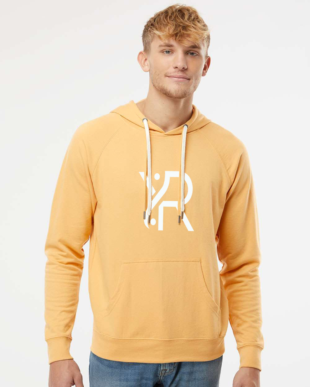 YR - Unisex Lightweight Hoodie (White Full Chest Logo)