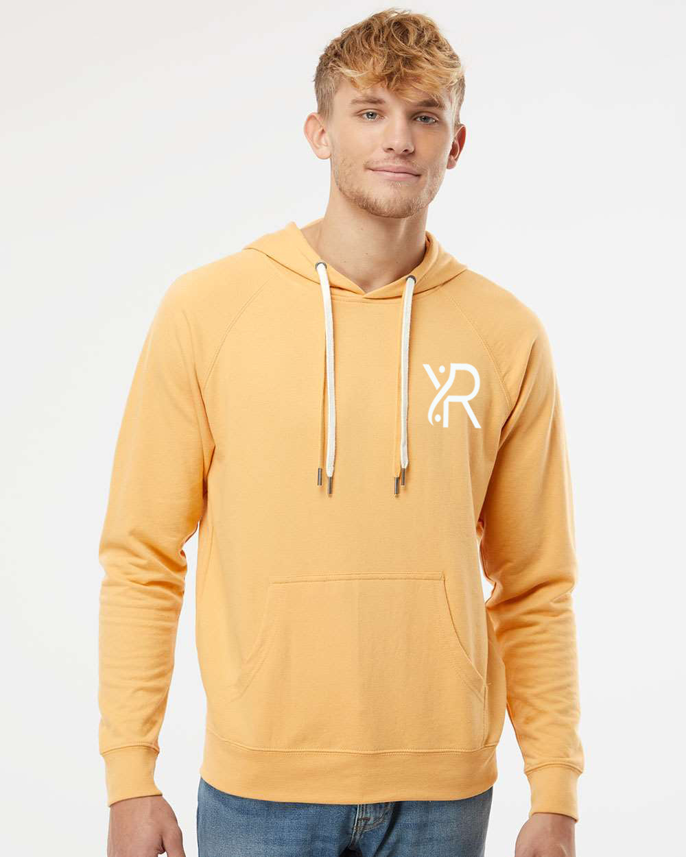 YR - Unisex Lightweight Hoodie (White Small Chest Logo)