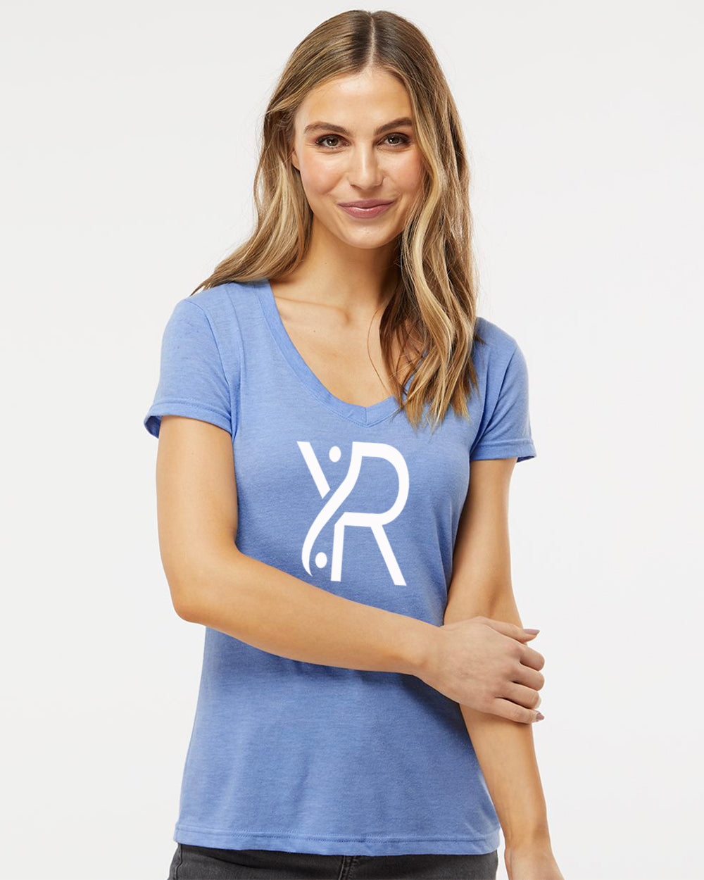 YR - Women's V-Neck (White Full Chest Logo)