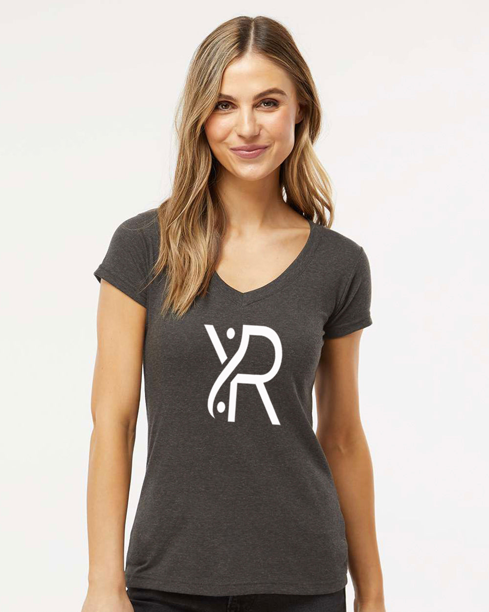 YR - Women's V-Neck (White Full Chest Logo)