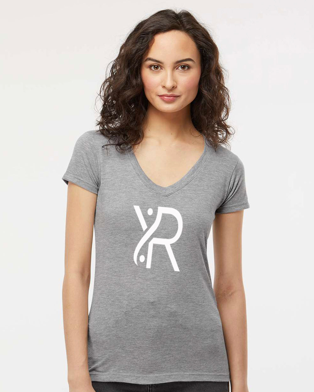 YR - Women's V-Neck (White Full Chest Logo)