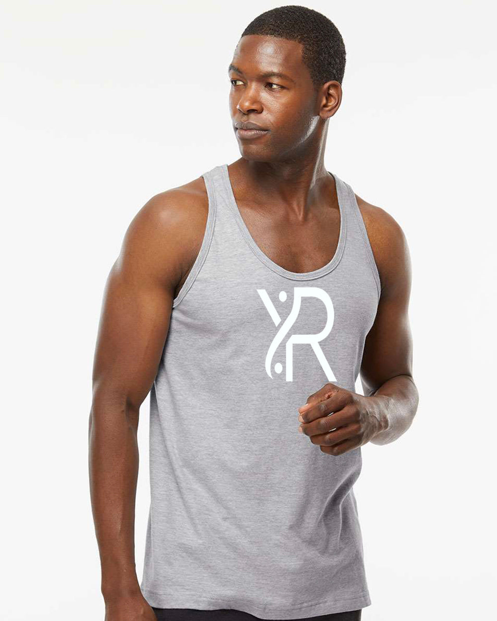 YR - Men's Racerback Tank (White Full Chest Logo)
