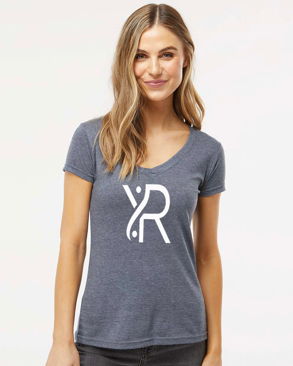 YR - Women's V-Neck (White Full Chest Logo)