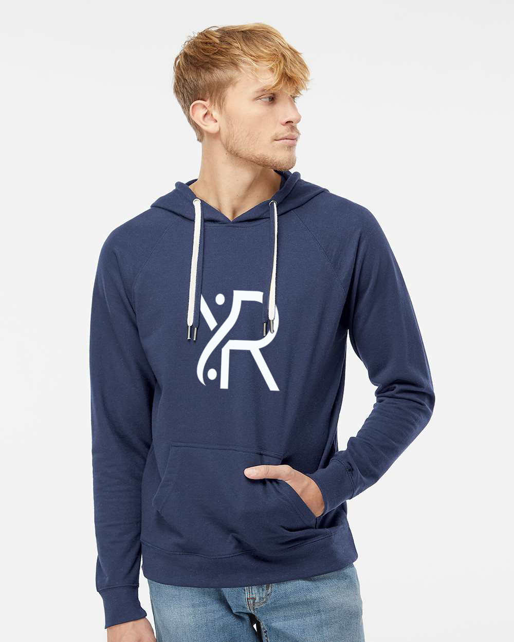 YR - Unisex Lightweight Hoodie (White Full Chest Logo)