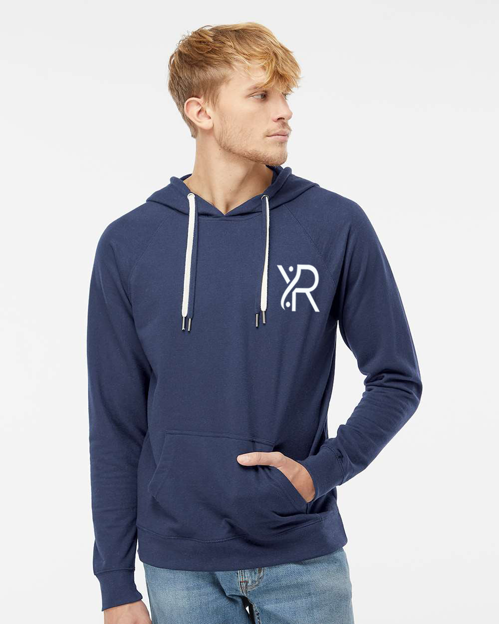 YR - Unisex Lightweight Hoodie (White Small Chest Logo)