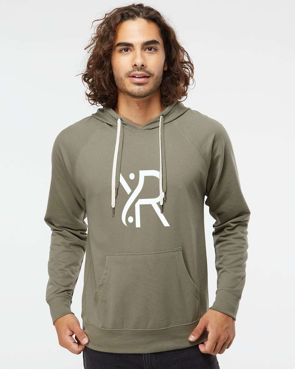 YR - Unisex Lightweight Hoodie (White Full Chest Logo)