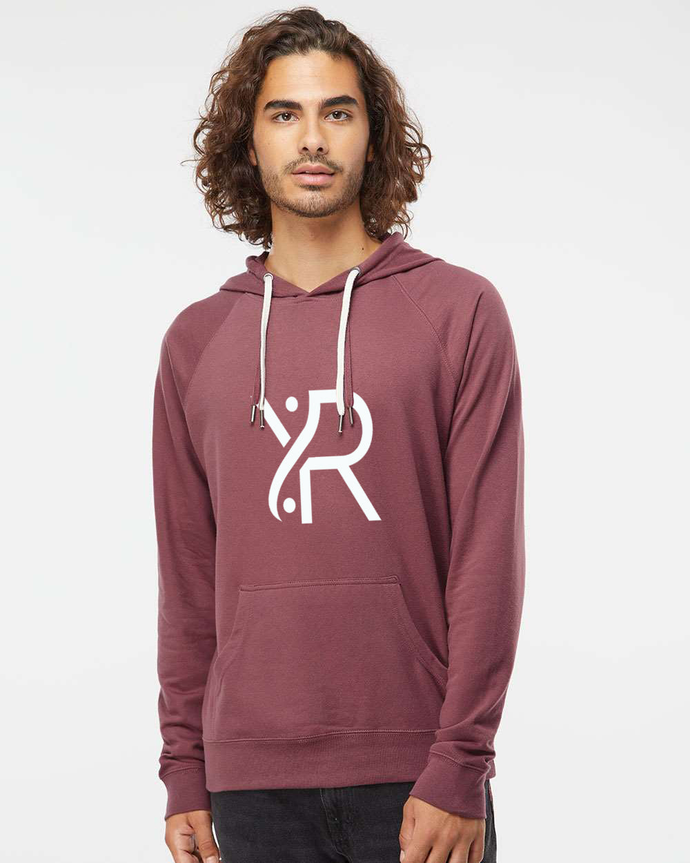 YR - Unisex Lightweight Hoodie (White Full Chest Logo)