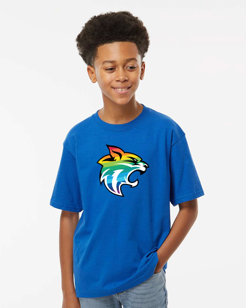 Youth Gold Soft Touch T-Shirt - Rainbow Logo