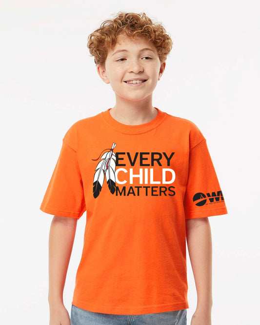 Dr. Roy Wilson - National Day for Truth and Reconciliation - Every Child Matters and Feather Design- Youth T-Shirt